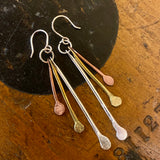 Silver, brass and copper combo earrings