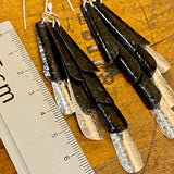 Huia range- black oxidised copper and fine silver earrings