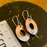 Copper and fine silver oval disc earrings
