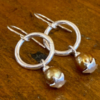 Vintage gold pearl and silver earrings