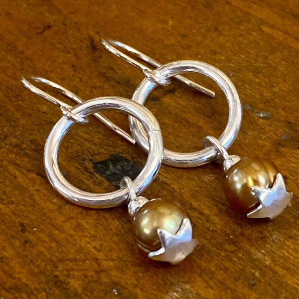 Vintage gold pearl and silver earrings