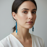 Huia range- blue oxidised copper and fine silver earrings