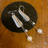 Fine silver and vintage pearl earrings