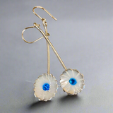 Fine silver and enamel flower earrings