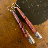 Huia range- oxidised copper and fine silver earrings
