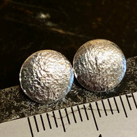 Fine silver hammer textured stud earrings