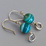 Striped green agate earrings