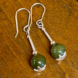 Vintage pounamu on fine silver earrings