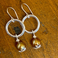 Vintage gold pearl and silver earrings