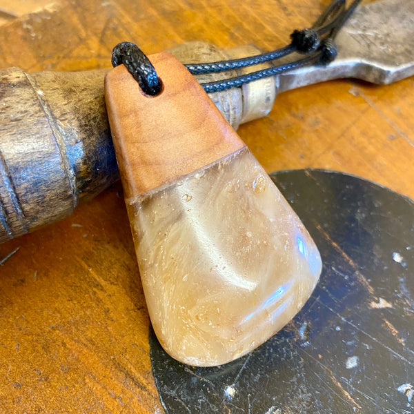 Kauri gum and swamp kauri pendant