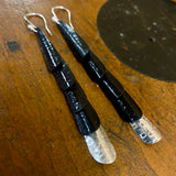 Huia range- oxidised copper and fine silver earrings