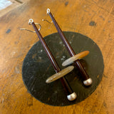 Chopstick, pearl and agate earrings