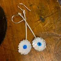 Fine silver and enamel flower earrings