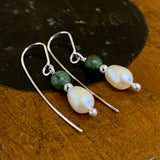 Vintage pearls and pounamu earrings