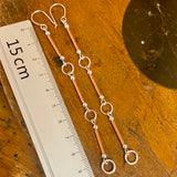 Super long copper and silver earrings