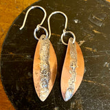 Copper and sterling silver leaf earrings