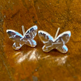Butterfly stud earrings in fine silver