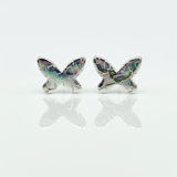 Butterfly stud earrings in fine silver