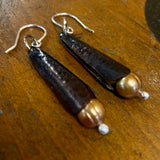 Vintage pearls and copper earrings