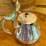 Mexican lidded container with azurite and amethyst