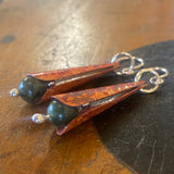 Copper and pounamu earrings