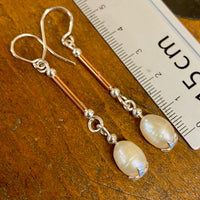Vintage baroque pearls in fine silver star drop earrings