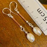 Vintage baroque pearls in fine silver star drop earrings