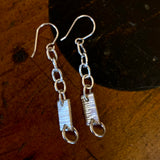 Sterling silver panels on vintage chain drop earrings