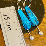 Blue range - copper and silver flower earrings