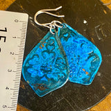 Blue oxidised copper earrings