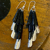 Huia range- black oxidised copper and fine silver earrings
