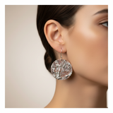 Silver and copper disc earrings