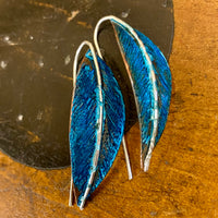 Blue copper and sterling silver earrings