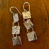 Articulated fine silver panel earrings
