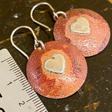 Copper with fine silver heart earrings
