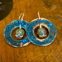 Copper and pounamu earrings