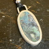 Moss agate in silver necklace/pendant
