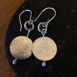 Textured fine silver disc earrings