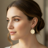 Textured fine silver disc earrings