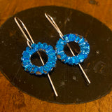 Blue copper flower earrings
