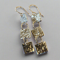 Articulated fine silver panel earrings