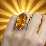 Vintage amber glass sterling silver statement ring
