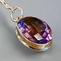 Amethyst in sterling silver necklace pendant