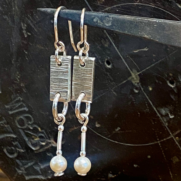 Vintage pearl and sterling silver earrings