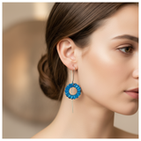 Blue copper flower earrings