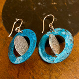 Copper and fine silver planet earrings
