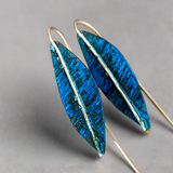 Blue oxidised copper earrings