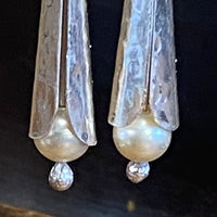 Fine silver and vintage pearl earrings