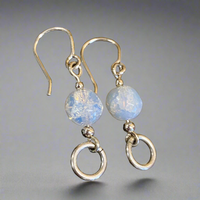 Opal stone and sterling silver earrings