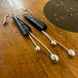 Black copper and fine silver earrings